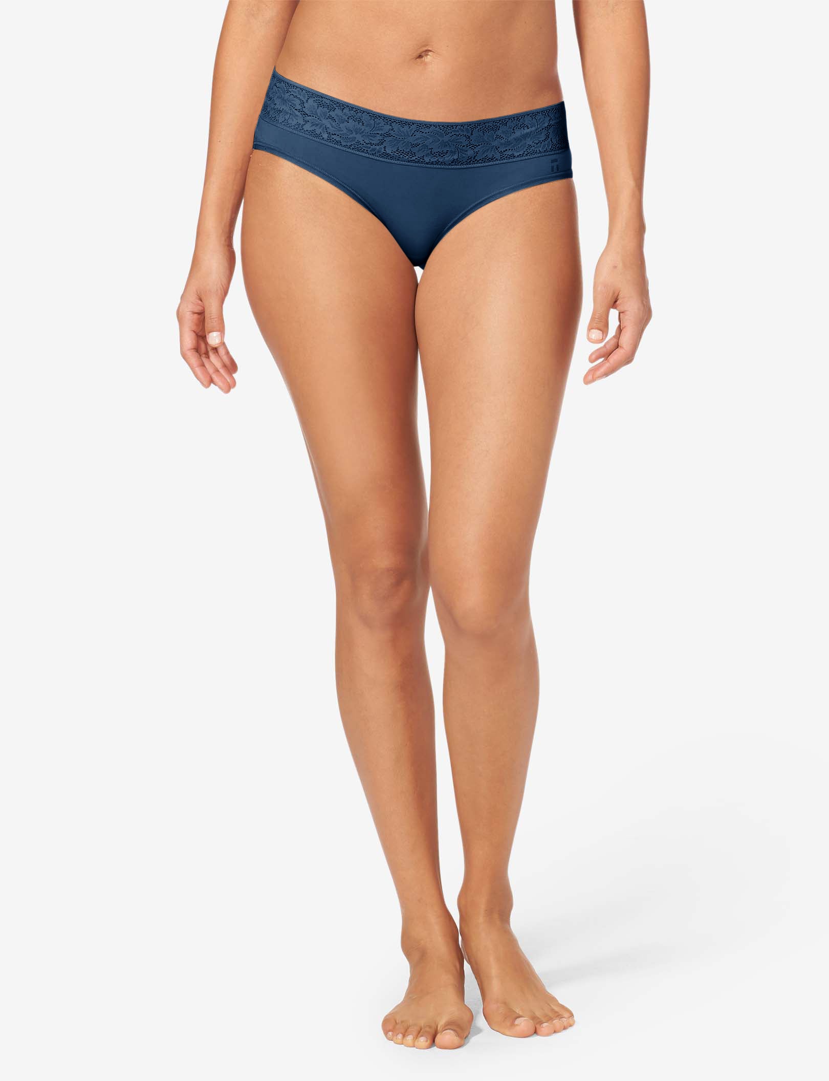 Women's Second Skin Brief, Lace Waist::Dress Blues Lace