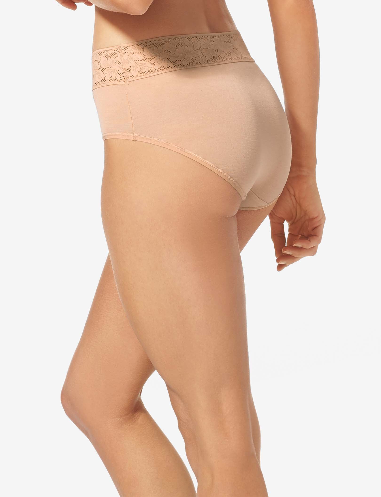Women's Second Skin High Rise Brief, Lace Waist::Maple Sugar Lace