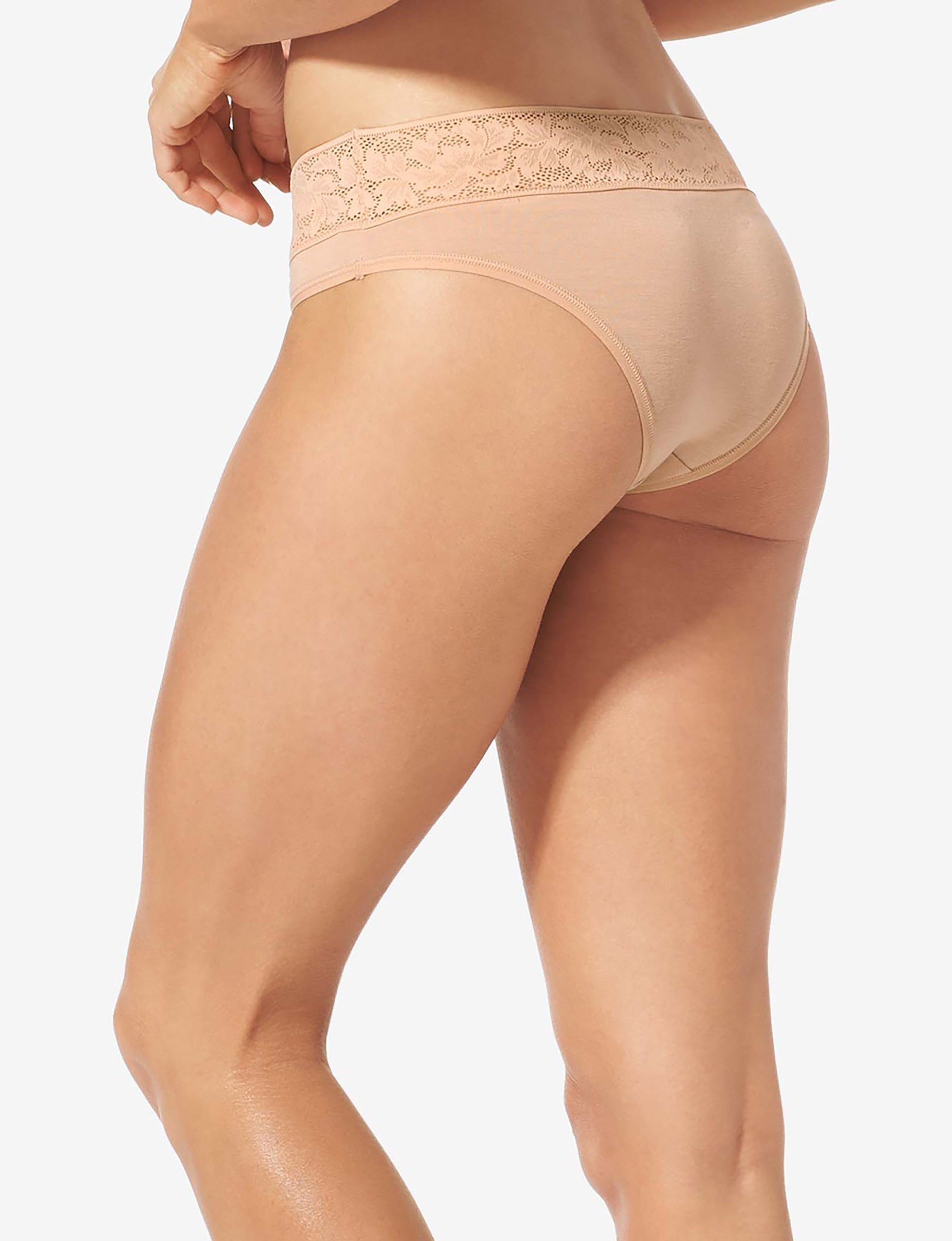Women's Second Skin Cheeky, Lace Waist::Maple Sugar Lace
