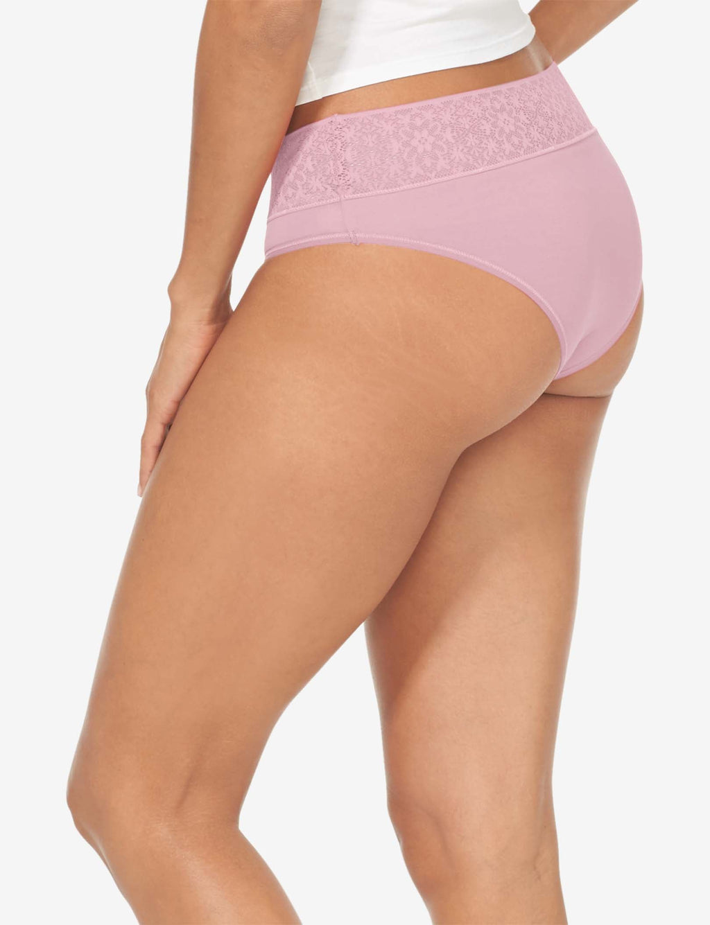 Women's Cool Cotton Cheeky, Lace Waist::Mauve Shadows Lace Waist