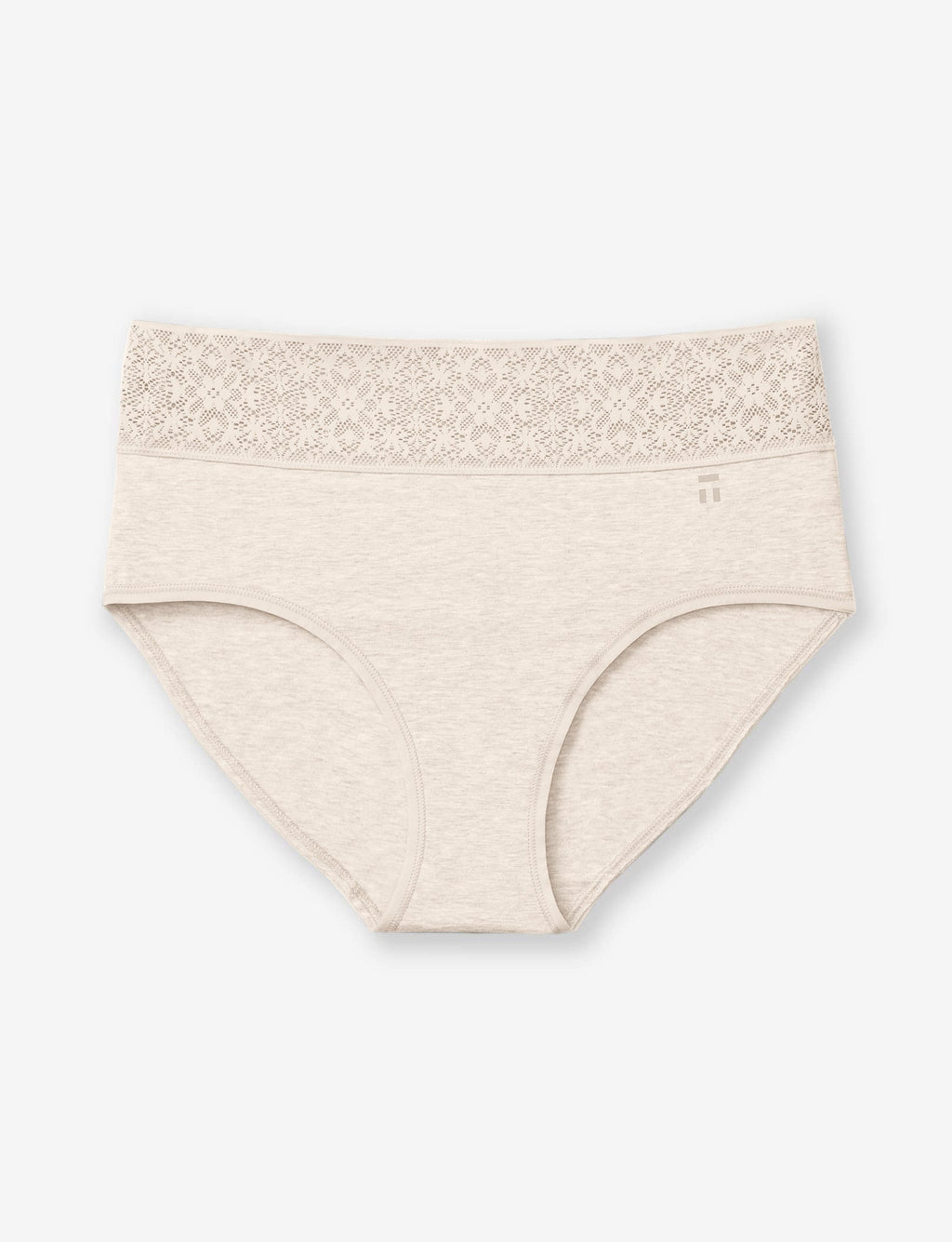 Women's Cool Cotton High Rise Brief, Lace Waist::Oatmeal Heather Lace Waist