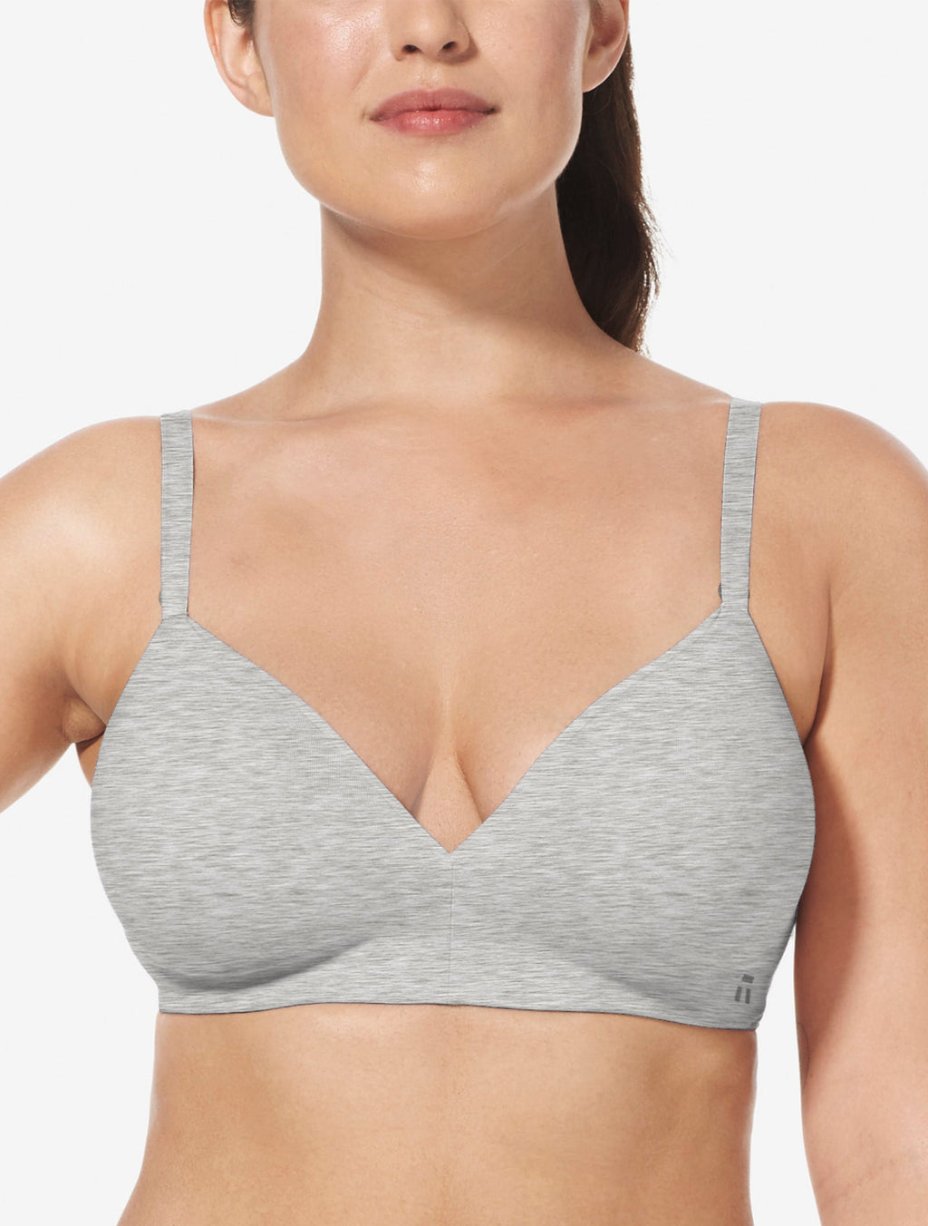 Cool Cotton Lightly Lined Wireless Bra::Heather Grey