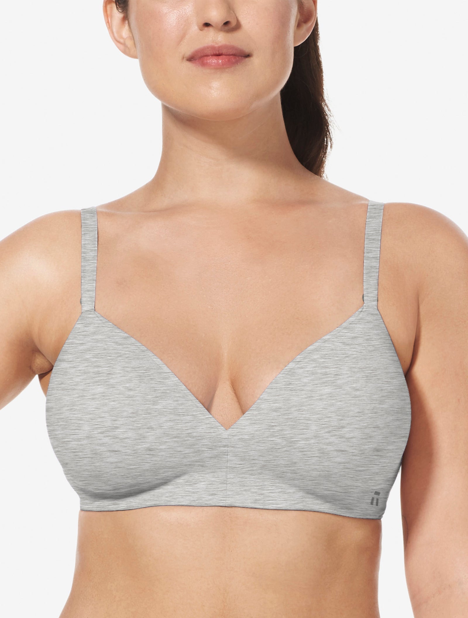 Cool Cotton Lightly Lined Wireless Bra::Heather Grey