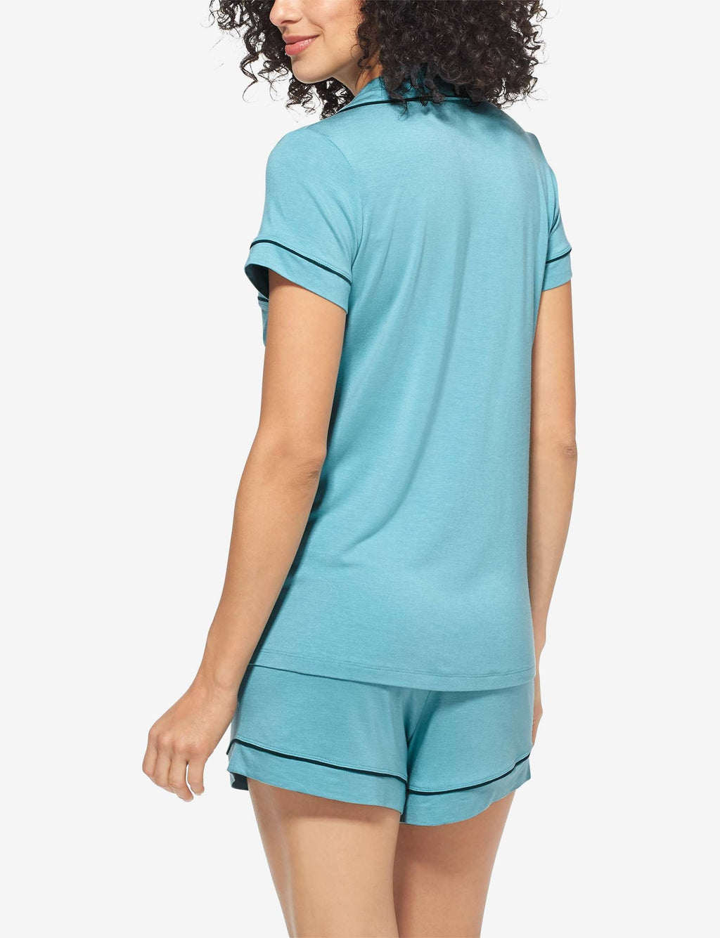 Women's Pajama Short Sleeve Top::Aqua Heather