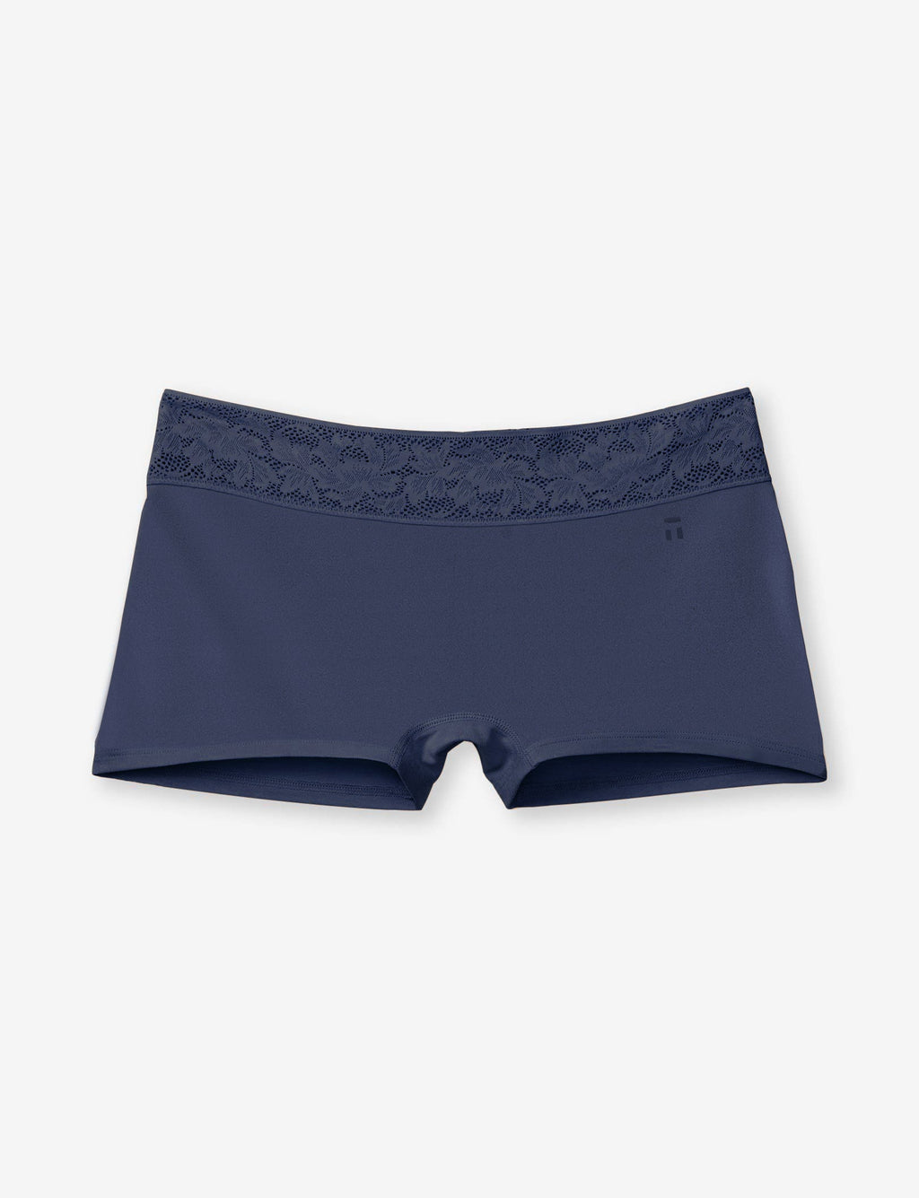 Women's Second Skin Boyshort, Lace Waist::Dress Blues Lace