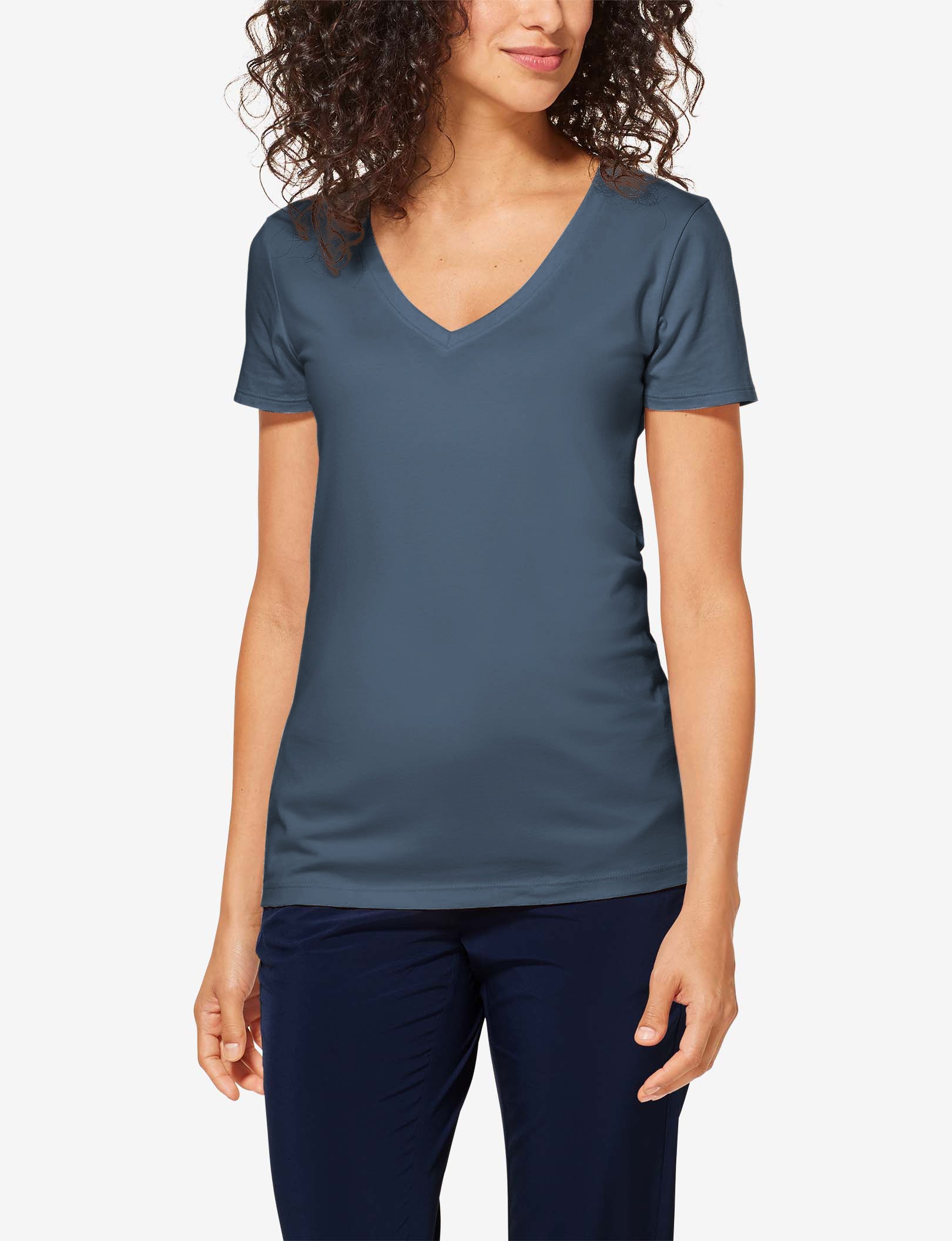 Women's Second Skin V-Neck Tee::Bering Sea