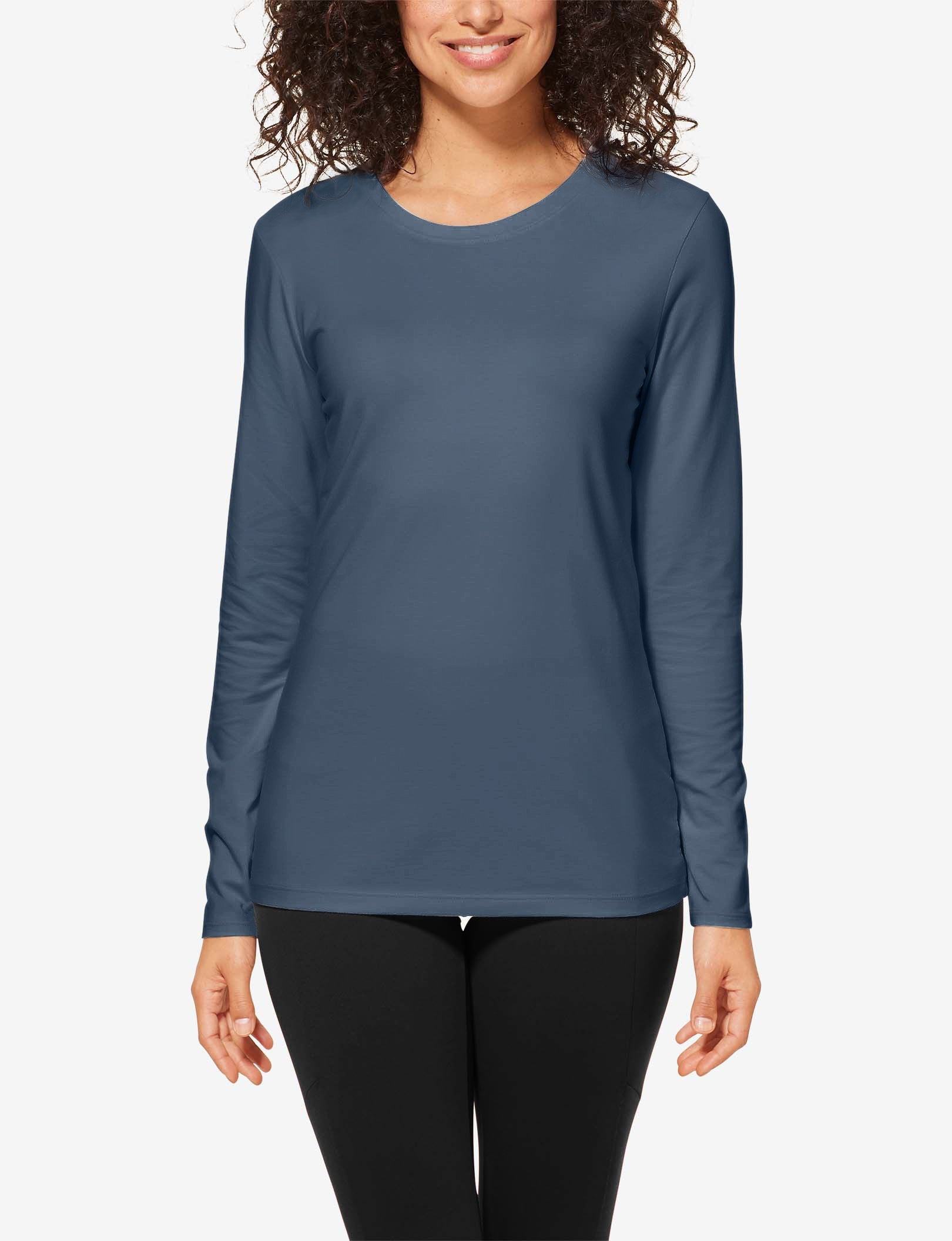 Women's Second Skin Long Sleeve Crew Neck Tee::Bering Sea