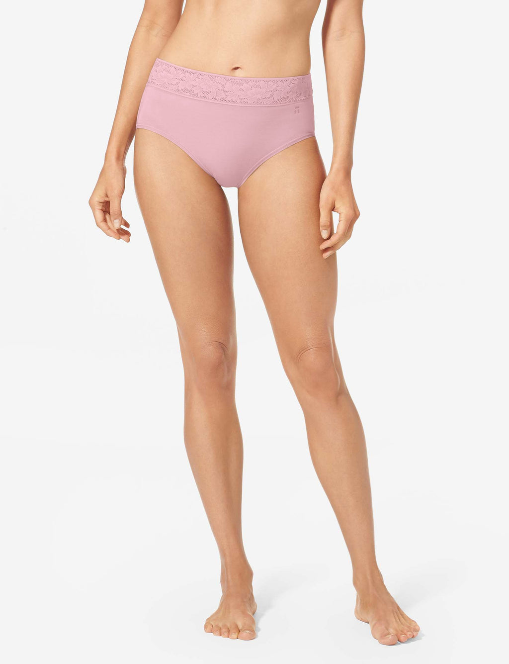 Women's Second Skin High Rise Brief, Lace Waist::Mauve Shadows Lace