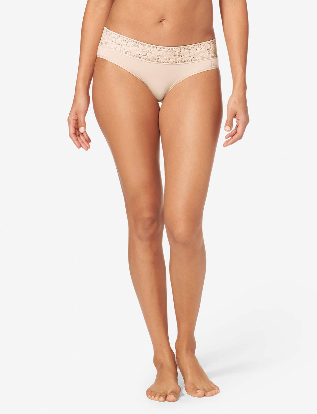 Women's Second Skin Brief, Lace Waist (3-Pack)::Black/Maple Sugar/Soft Pink