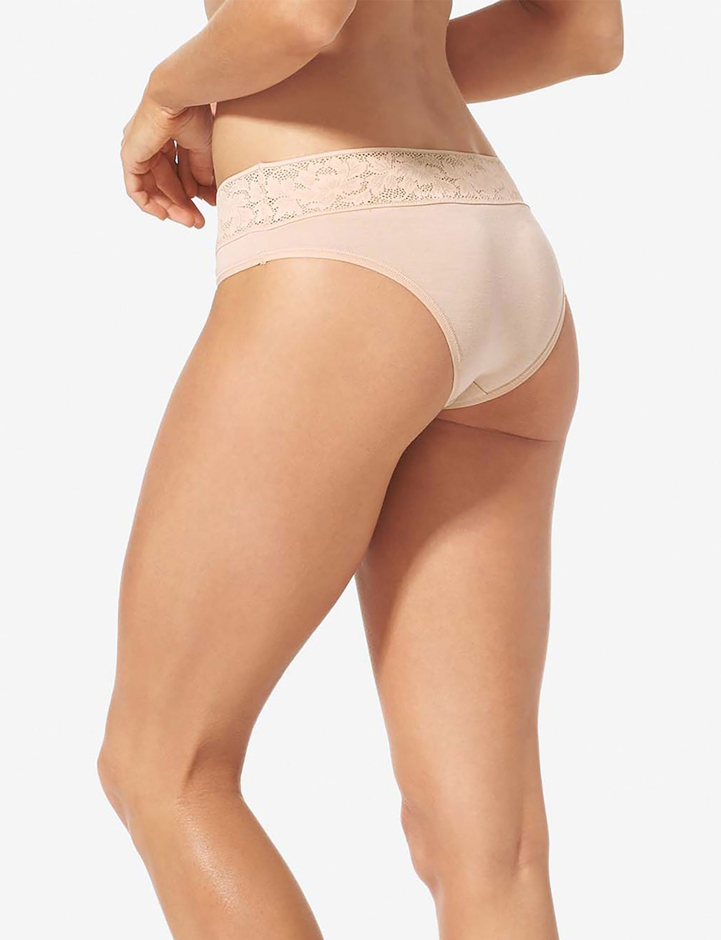 Women's Second Skin Cheeky, Lace Waist::Soft Pink Lace