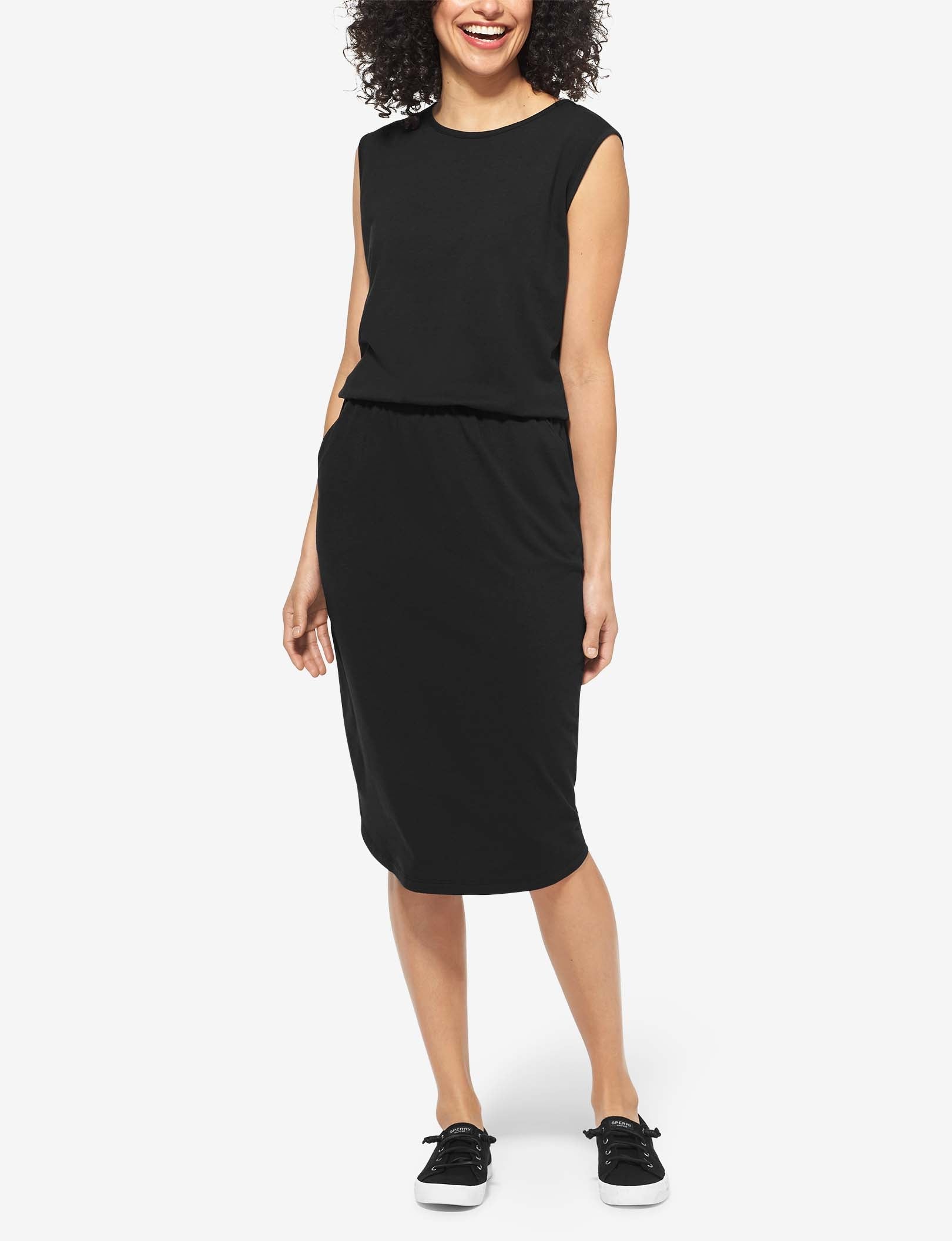 Women's Second Skin Cinched Waist Dress::Black