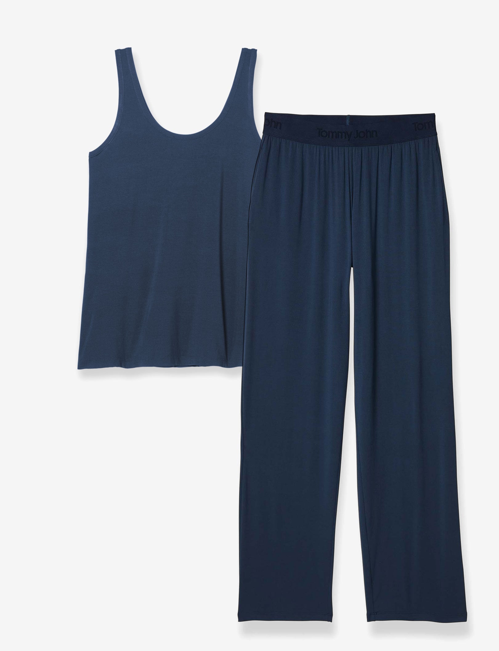 Women's Second Skin Sleep Tank & Pant Basic Set::Dress Blues