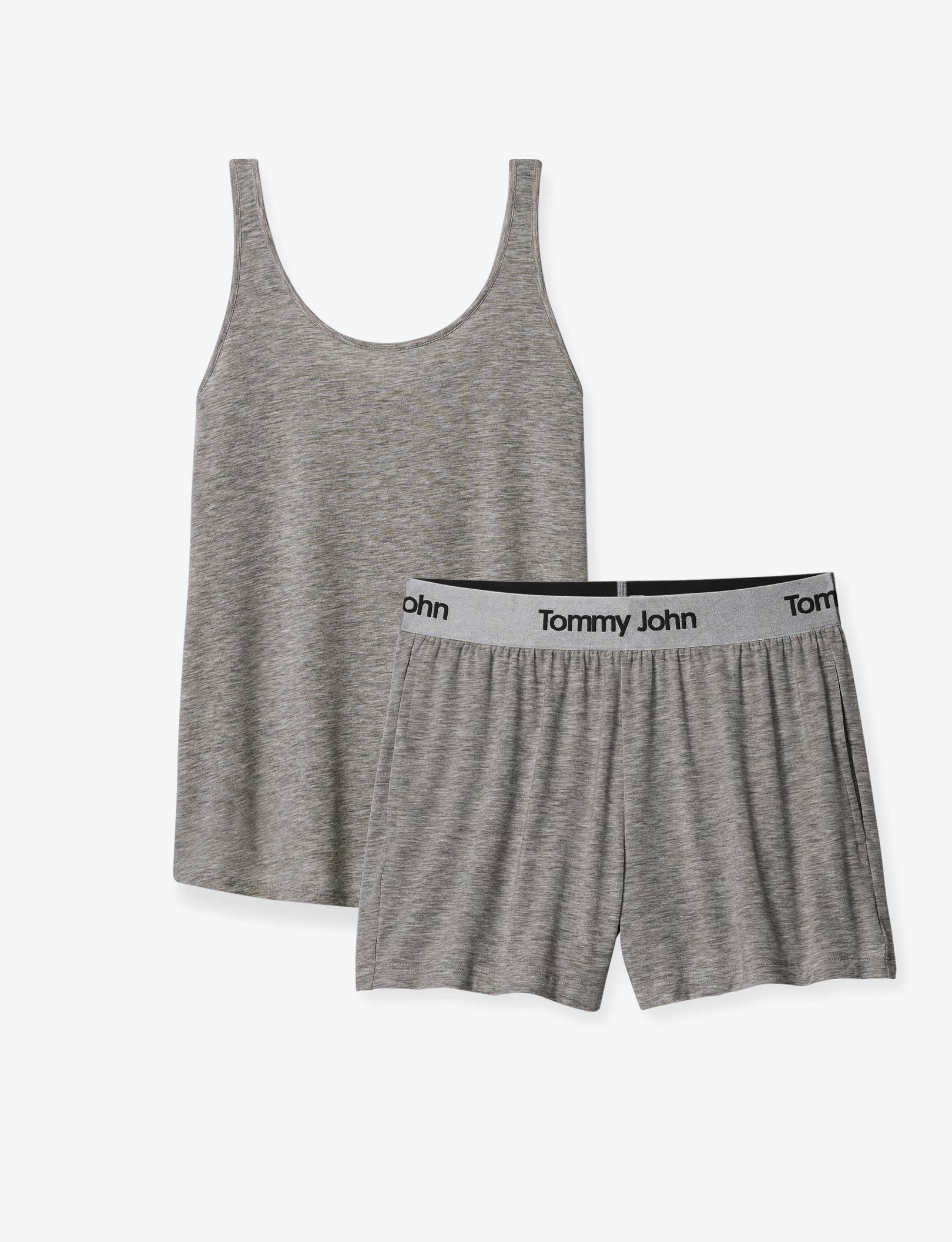 Women's Second Skin Sleep Tank & Short Basic Set::Medium Heather Grey