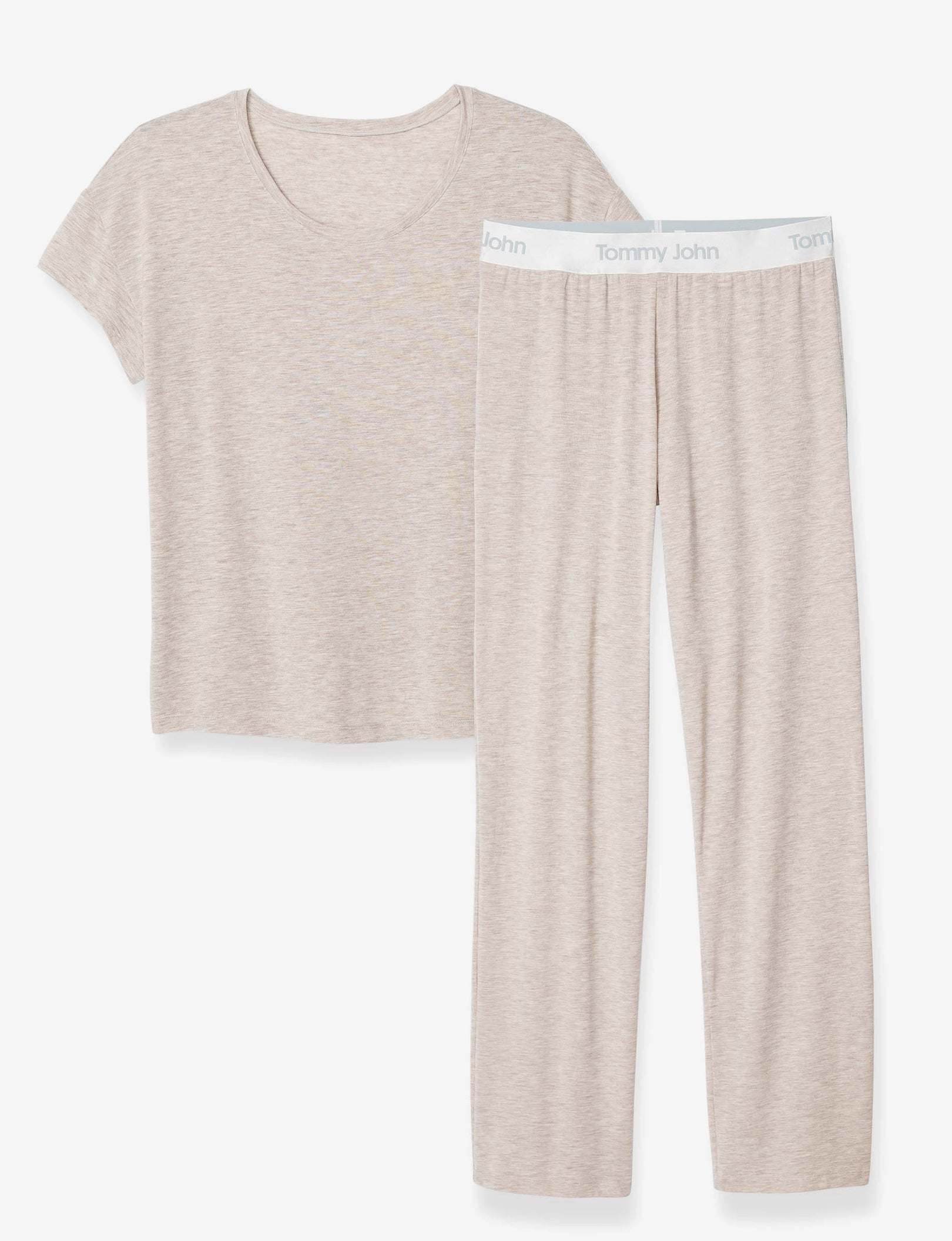 Women's Second Skin Sleep Tee & Pant Basic Set::Dove Heather
