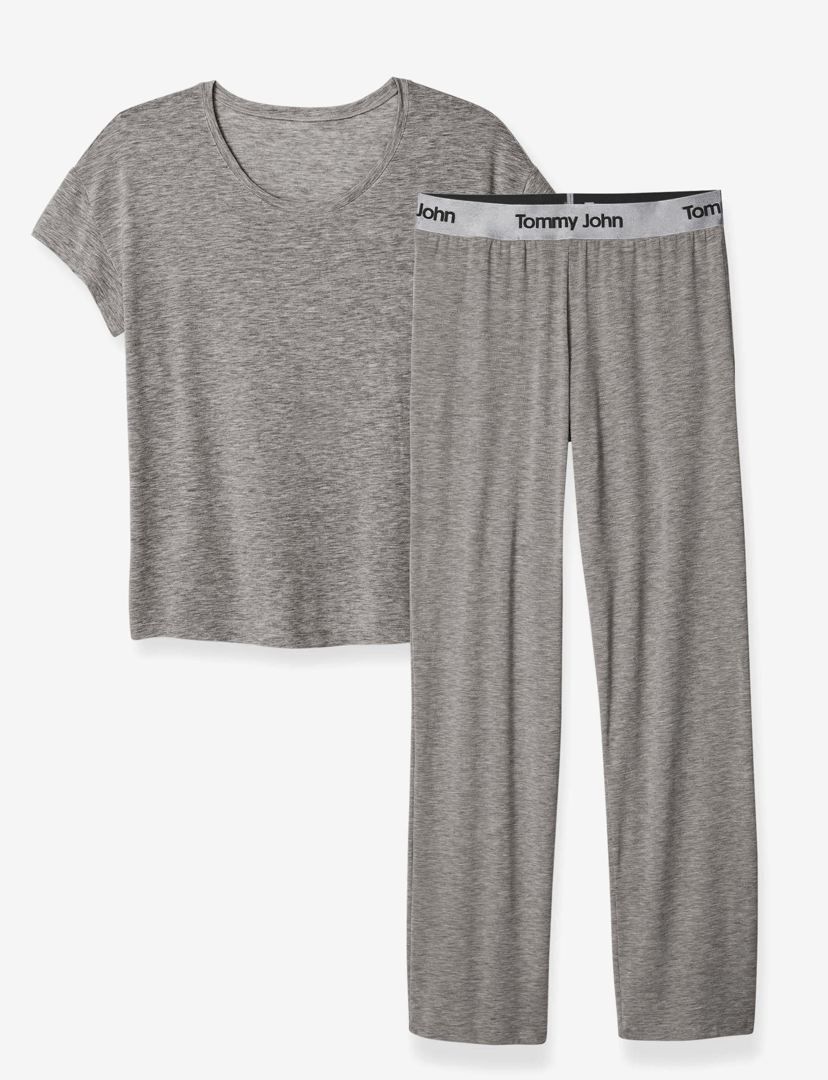 Women's Second Skin Sleep Tee & Pant Basic Set::Medium Heather Grey