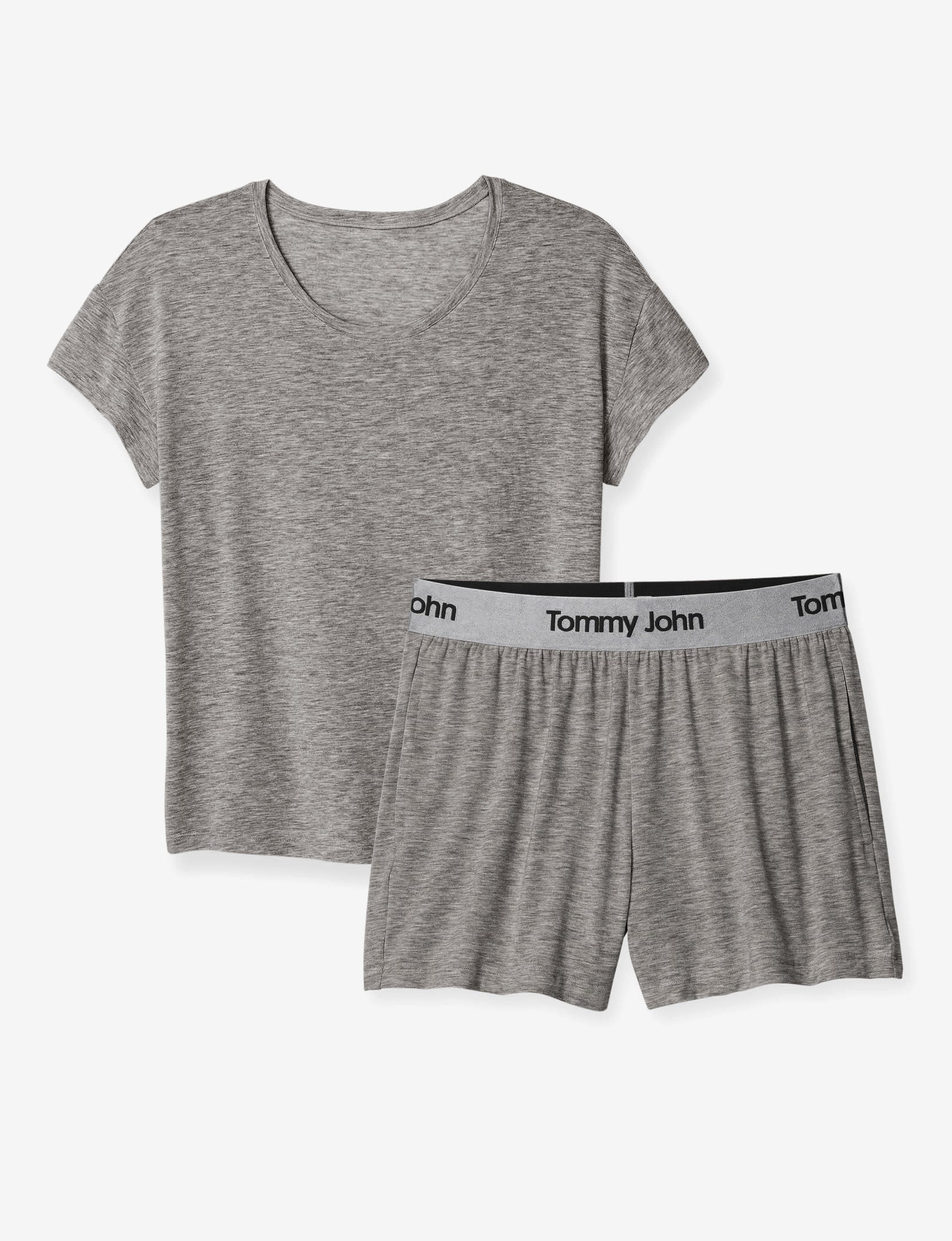 Women's Second Skin Sleep Tee & Short Basic Set::Medium Heather Grey