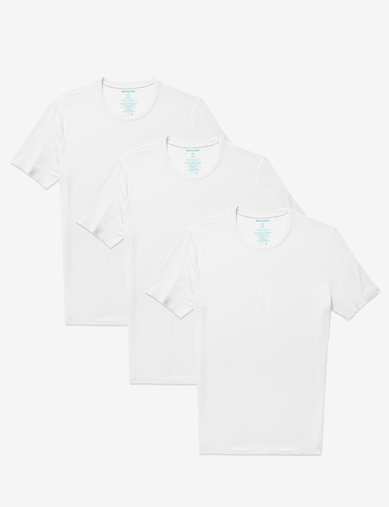 Second Skin Modern Fit Crew Neck Undershirt (3-Pack)::White